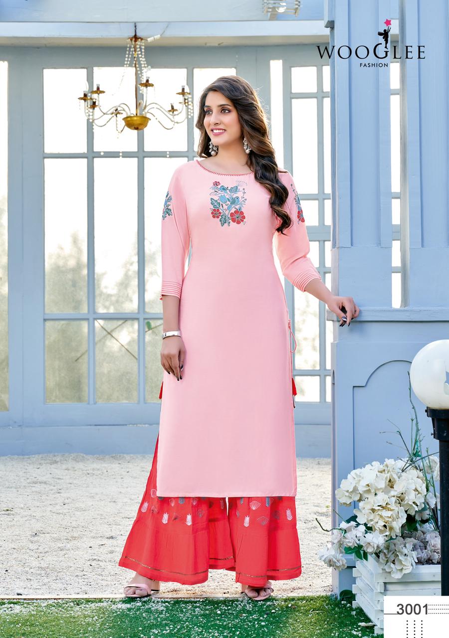 Wooglee Sunshine New Designer Ethnic Wear Kurti With Bottom Collection